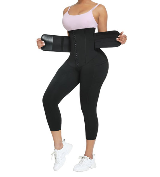 2-1 Waist Trainer Belt/ Yoga Pants- Compression Confession